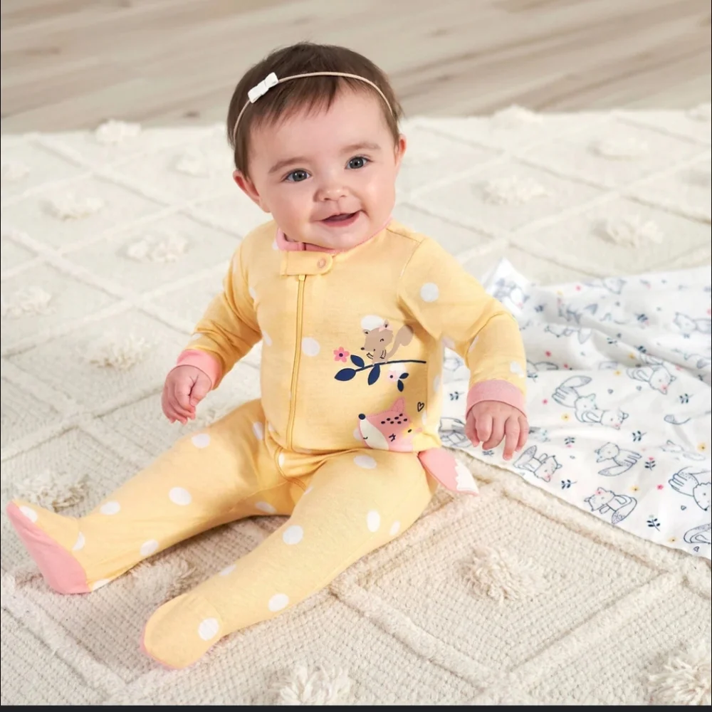 Yellow Polka‎ Dot Kids One Piece Pajama - Picture 2 of 5